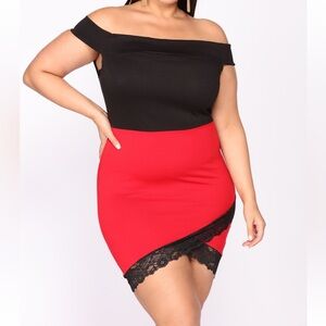 Black and red mini dress